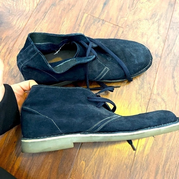 Men’s Navy Blue Suede Lace-up Work Shoes Size 13 Mirage - Picture 1 of 7